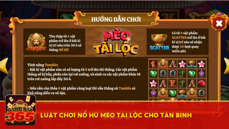 Luật chơi nổ hũ Mèo Tài Lộc 