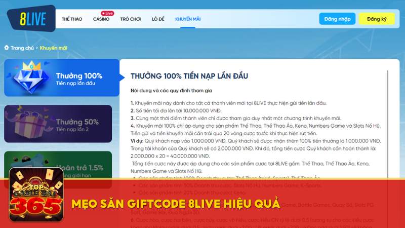 Mẹo săn giftcode 8LIVE 